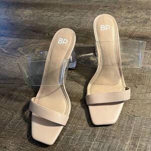 BP Women's Heels with Clear Straps - Beige